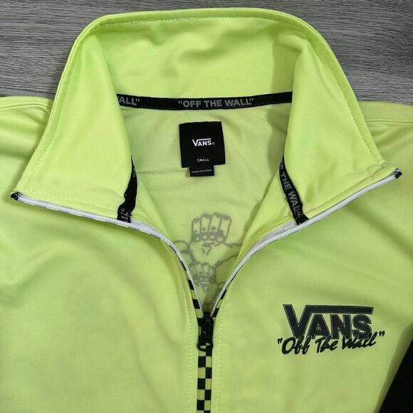 Vans Winner's Circle “Off the Wall” Track Zip Jacket Size S Neon Green Black - Picture 5 of 7